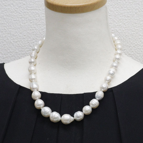 SV 白蝶バロック 真珠 ネックレス 径約8.4-14.1mm