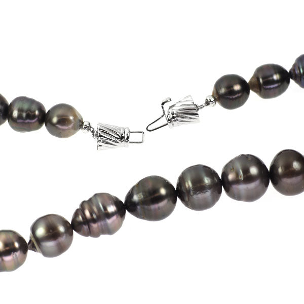 SV 黒蝶バロック 真珠 ネックレス 径約8.6-11.6mm