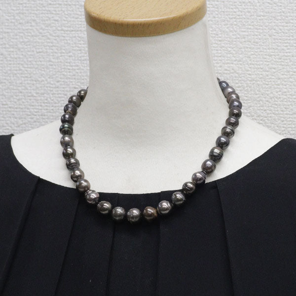 黒パ−ルネックレス SV 黒蝶バロック 真珠 ネックレス 径約8.6-11.6mm — セルビー