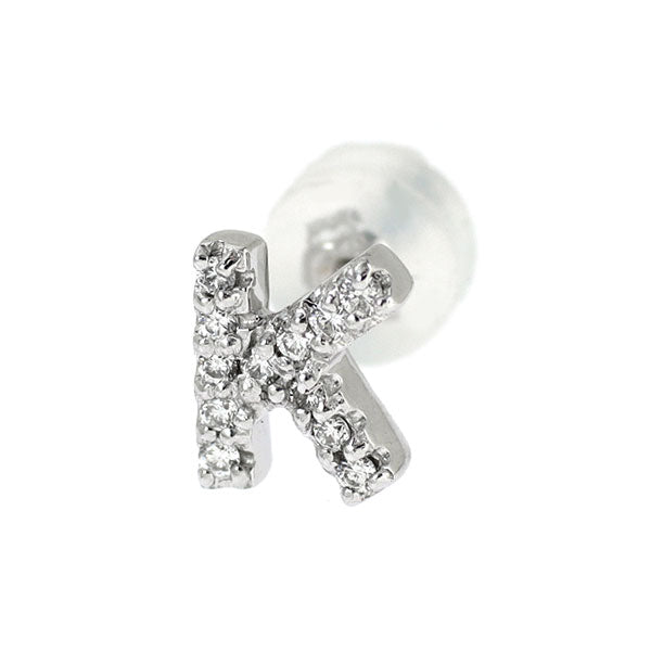 ポンテヴェキオ K18WG ダイヤモンド シングル ピアス 0.06ct イニシャル「K」片側のみ キャッチ社外