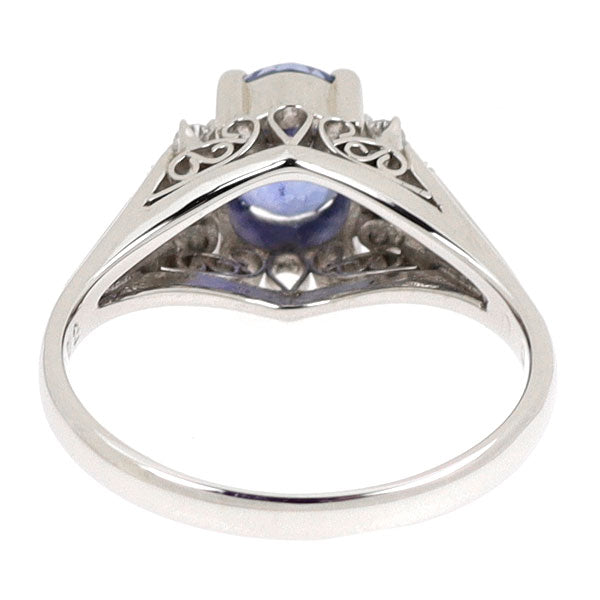 Pt900 サファイア ダイヤモンド リング 1.02ct D0.03ct
