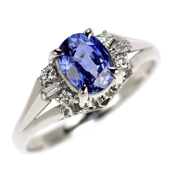 Pt900 サファイア ダイヤモンド リング 1.02ct D0.03ct