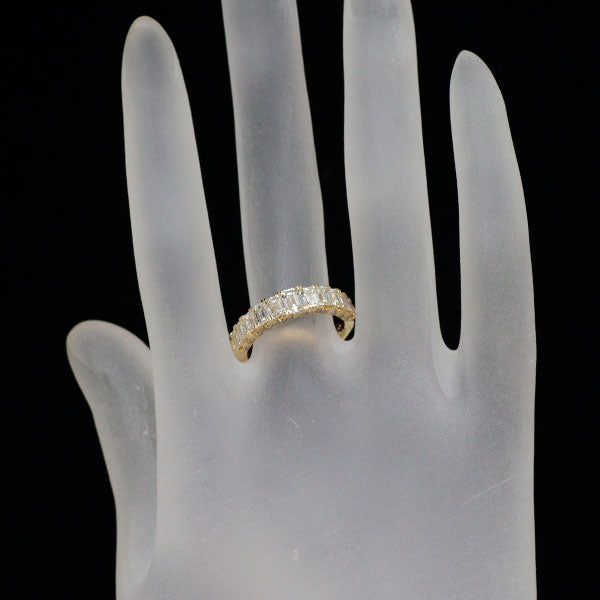 新品 K18YG エメラルドカット/ラウンドブリリアント ダイヤモンド リング 2.00ct【エスコレ】ハーフエタニティ