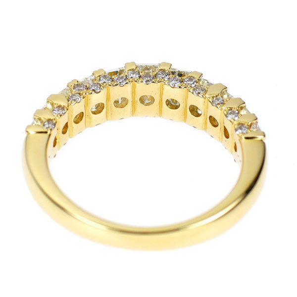 新品 K18YG エメラルドカット/ラウンドブリリアント ダイヤモンド リング 2.00ct【エスコレ】ハーフエタニティ