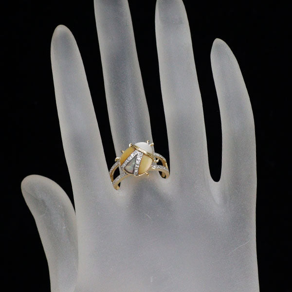 K18YG/WG シェル シングルカットダイヤモンド リング 1.54ct D0.17ct