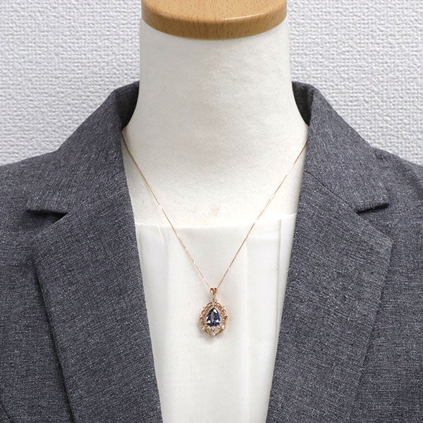 K18PG バイカラーゾイサイト ダイヤモンド ペンダントネックレス 2.70ct D0.22ct