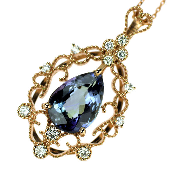 K18PG バイカラーゾイサイト ダイヤモンド ペンダントネックレス 2.70ct D0.22ct