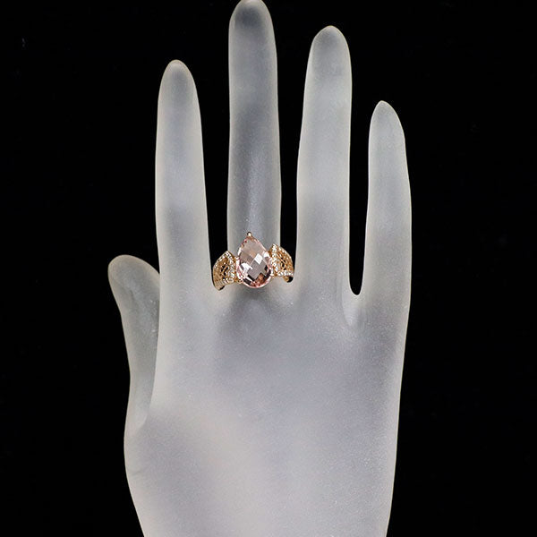 K18PG モルガナイト ダイヤモンド リング 4.40ct D0.27ct