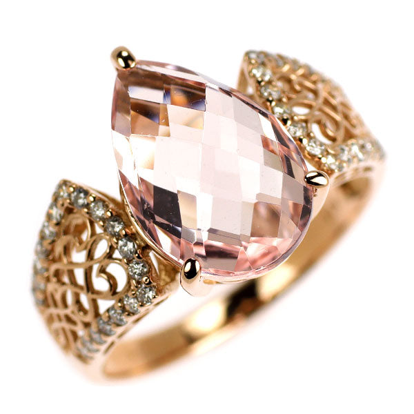 K18PG モルガナイト ダイヤモンド リング 4.40ct D0.27ct