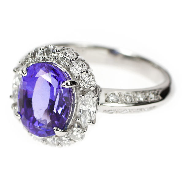 Pt900 タンザナイト ダイヤモンド リング 3.60ct D0.82ct