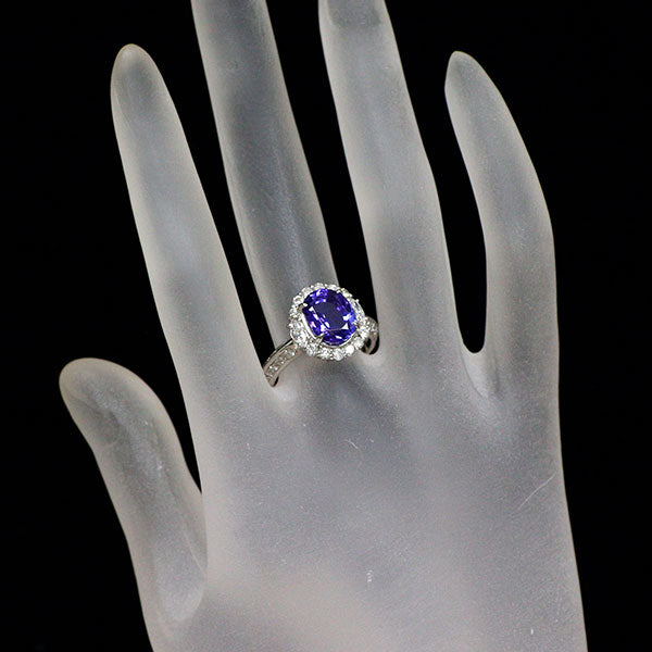 Pt900 タンザナイト ダイヤモンド リング 3.60ct D0.82ct