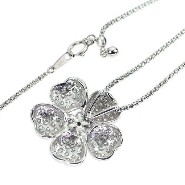 希少 K18WG 天然ピンク/カラーレス ダイヤモンド ペンダントネックレス 0.054ct FLP SI1 D2.23ct フラワー