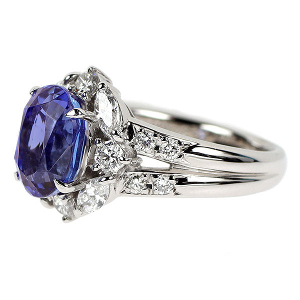 Pt900 タンザナイト ダイヤモンド リング 3.288ct D0.82ct
