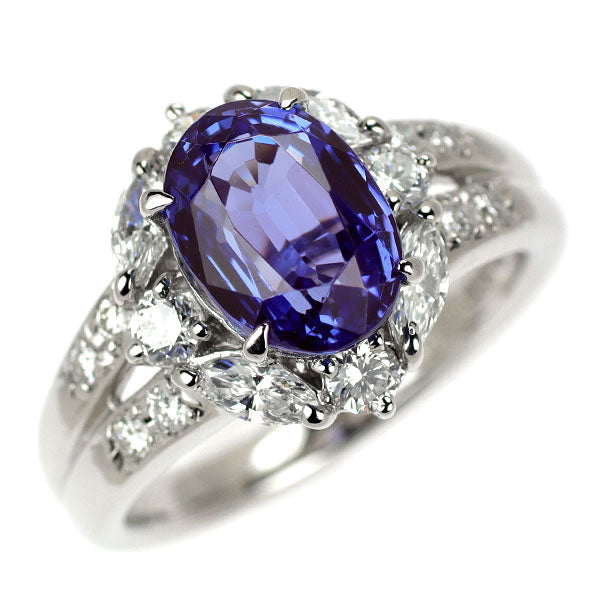 Pt900 タンザナイト ダイヤモンド リング 3.288ct D0.82ct