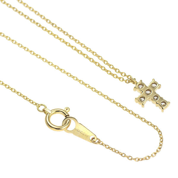ヴァンドーム青山 K18YG ダイヤモンド ペンダントネックレス 0.18ct クロス