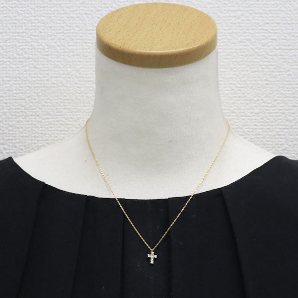 ヴァンドーム青山 K18YG ダイヤモンド ペンダントネックレス 0.18ct クロス