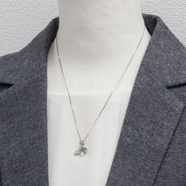 リエッコ K18WG グリーンクオーツ ダイヤモンド ペンダントネックレス 1.80ct D0.19ct 蜂