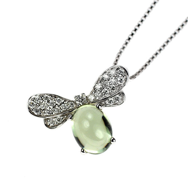 リエッコ K18WG グリーンクオーツ ダイヤモンド ペンダントネックレス 1.80ct D0.19ct 蜂