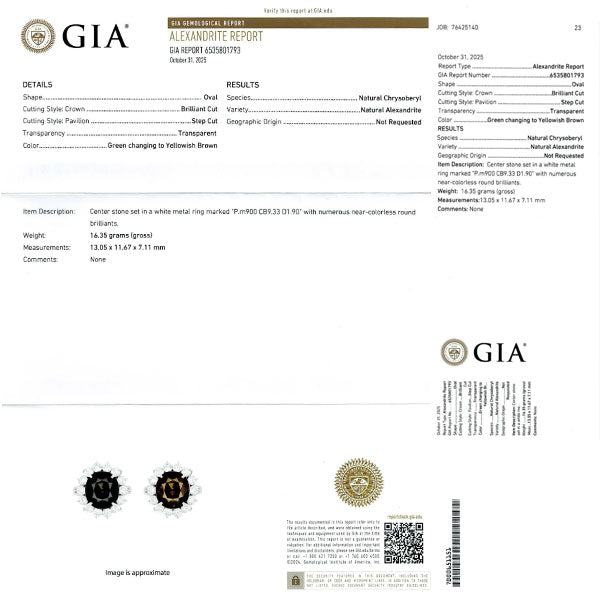希少 Pt900 アレキサンドライト ダイヤモンド リング 9.33ct D1.90ct