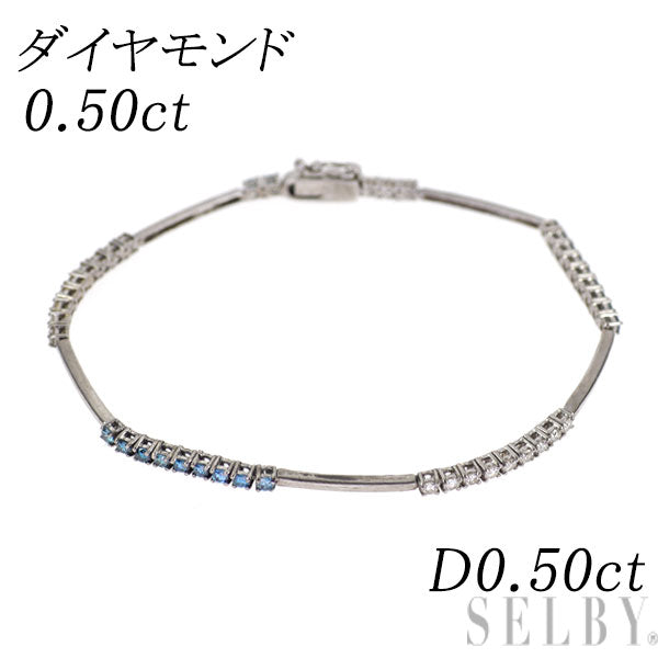 ブラックメッキ/ K18WG トリートブルー ダイヤモンド ブレスレット 0.50ct D0.50ct