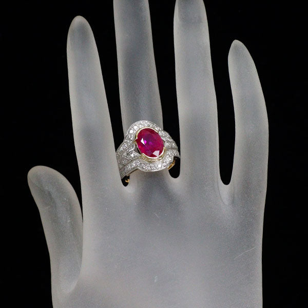 Pt900/ K18YG ルビー ダイヤモンド リング 5.787ct D0.82ct