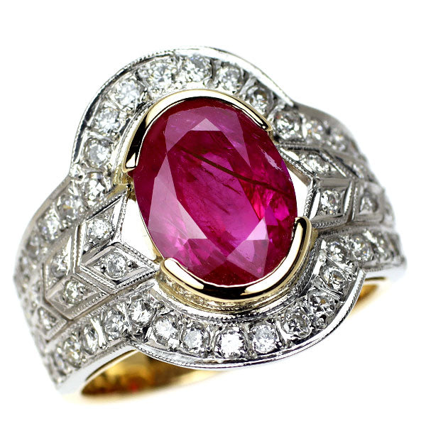 Pt900/ K18YG ルビー ダイヤモンド リング 5.787ct D0.82ct