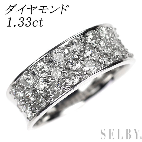 K18WG ダイヤモンド リング 1.33ct  パヴェ