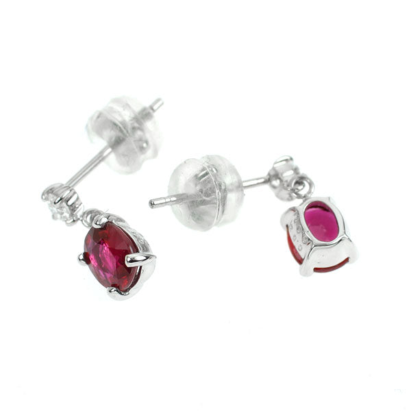 Pt900 ルビー ダイヤモンド ピアス 0.94ct D0.14ct