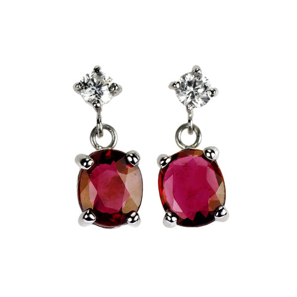 Pt900 ルビー ダイヤモンド ピアス 0.94ct D0.14ct