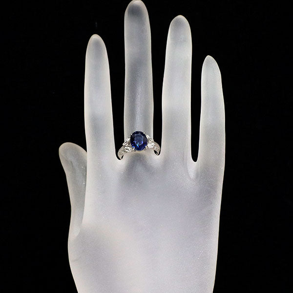 Pt900 サファイア ダイヤモンド リング 3.00ct D0.60ct