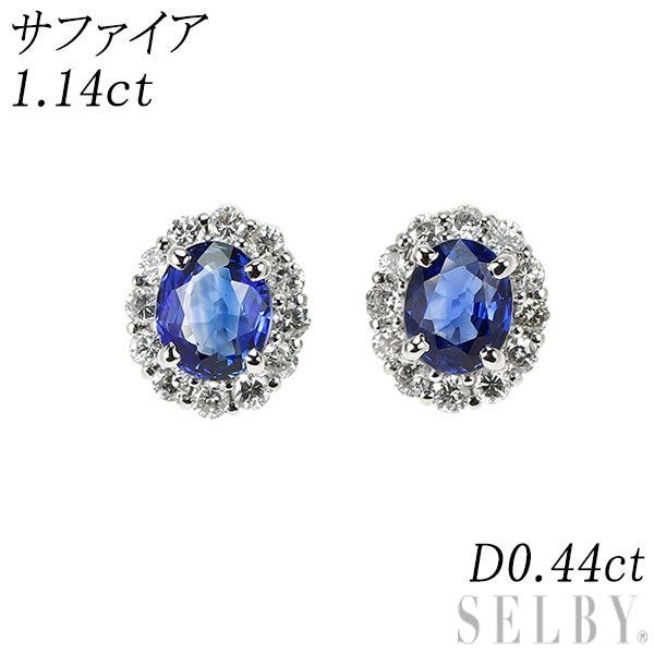 PT900　サファイア　ピアス　訳あり Pt900 サファイア ダイヤモンド ピアス 1.14ct D0.44ct — セルビー