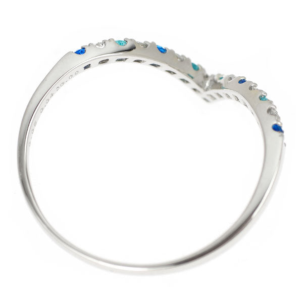 希少 Pt950 アウイナイト パライバトルマリン ダイヤモンド リング 0.05ct T0.04ct D0.09ct V字