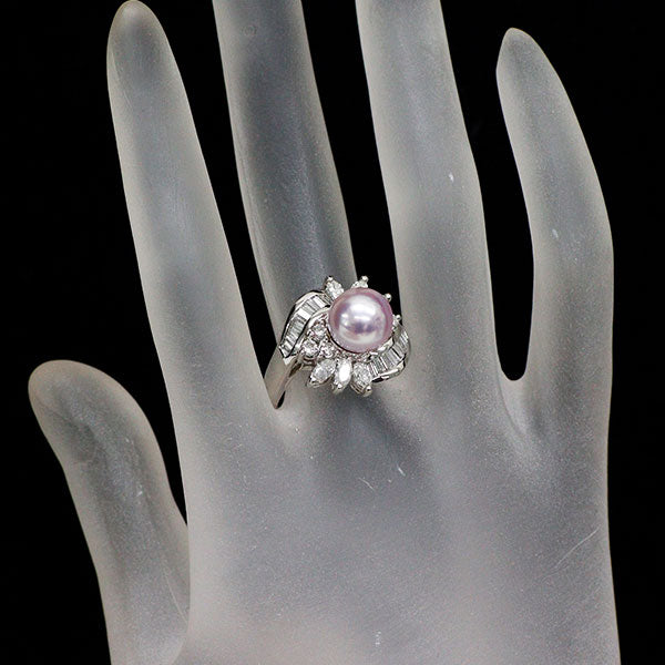 Pt900 アコヤ養殖真珠 ダイヤモンド リング 径約8.9mm D1.30ct