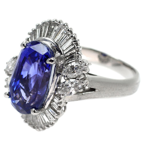 Pt900 スリランカ産 非加熱サファイア ダイヤモンド リング 7.15ct D1.73ct