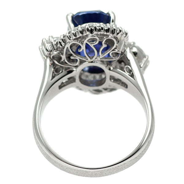 Pt900 スリランカ産 非加熱サファイア ダイヤモンド リング 7.15ct D1.73ct