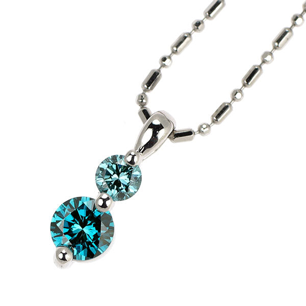 Pt900/ Pt850 トリートブルー ダイヤモンド ペンダントネックレス 0.50ct
