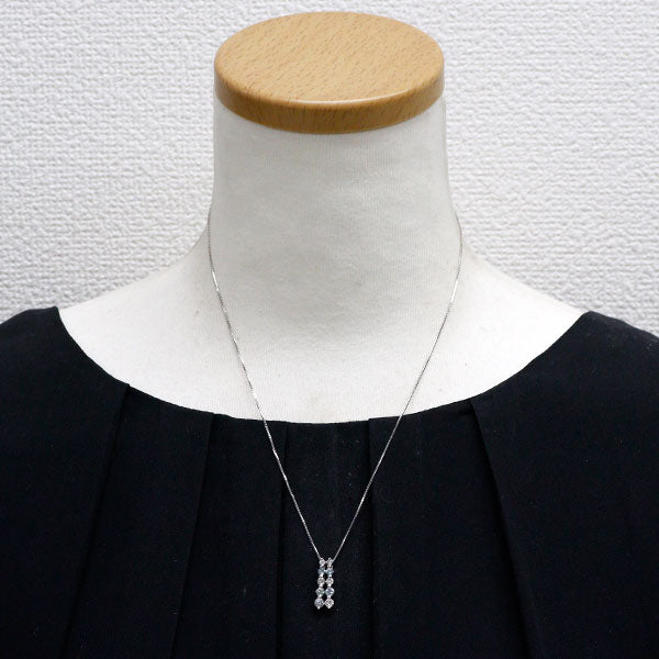 K18WG アイスブルー/カラーレス ダイヤモンド ペンダントネックレス 0.50ct D0.63ct