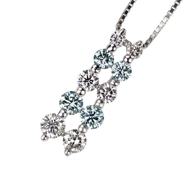 K18WG アイスブルー/カラーレス ダイヤモンド ペンダントネックレス 0.50ct D0.63ct