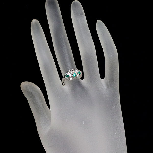 K18WG エメラルド ダイヤモンド リング 0.20ct D0.36ct