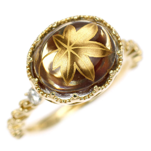 K18YG クオーツ ダイヤモンド リング 5.32ct D0.12ct
