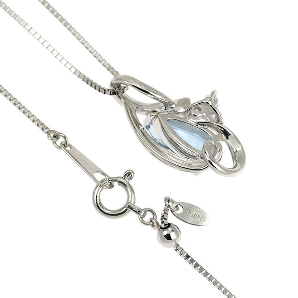 Pt900/ Pt850 アクアマリン パライバトルマリン ダイヤモンド ペンダントネックレス 0.76ct T0.01ct D0.05ct