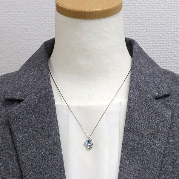 Pt900/ Pt850 アクアマリン パライバトルマリン ダイヤモンド ペンダントネックレス 0.76ct T0.01ct D0.05ct
