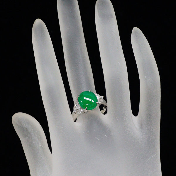 Pt900 翡翠 ダイヤモンド リング 4.56ct D0.27ct