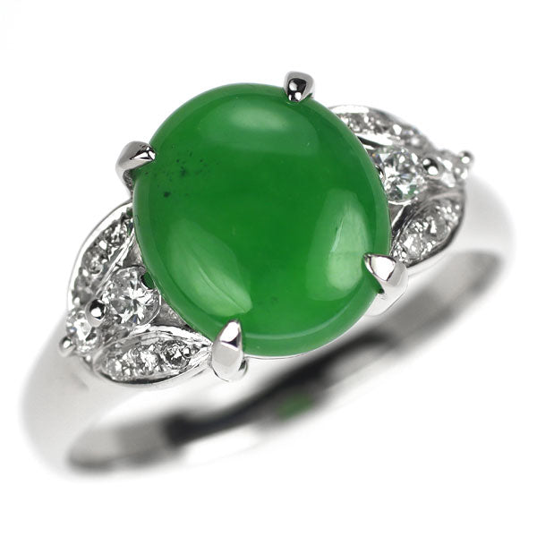 Pt900 翡翠 ダイヤモンド リング 4.56ct D0.27ct