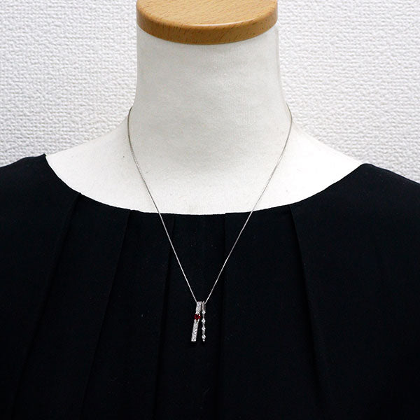 Pt900/Pt850 ハートシェイプルビー ダイヤモンド ペンダントネックレス 0.28ct D0.26ct 3way