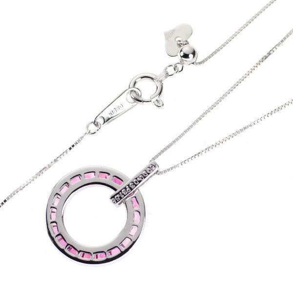 K18WG ピンク サファイア ダイヤモンド ペンダントネックレス 1.58ct D0.03ct