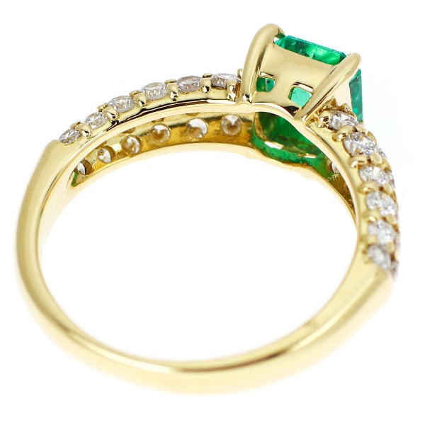 K18YG エメラルド ダイヤモンド リング 0.90ct D0.75ct