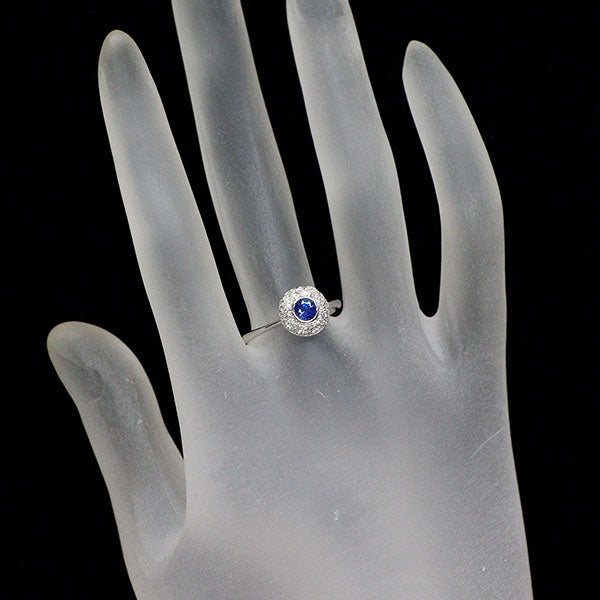 K18WG サファイア ダイヤモンド リング 0.36ct D0.18ct