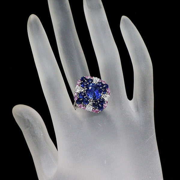 Pt900 サファイア ダイヤモンド リング 5.20ct S4.93ct D1.13ct