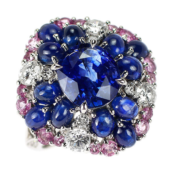 Pt900 サファイア ダイヤモンド リング 5.20ct S4.93ct D1.13ct